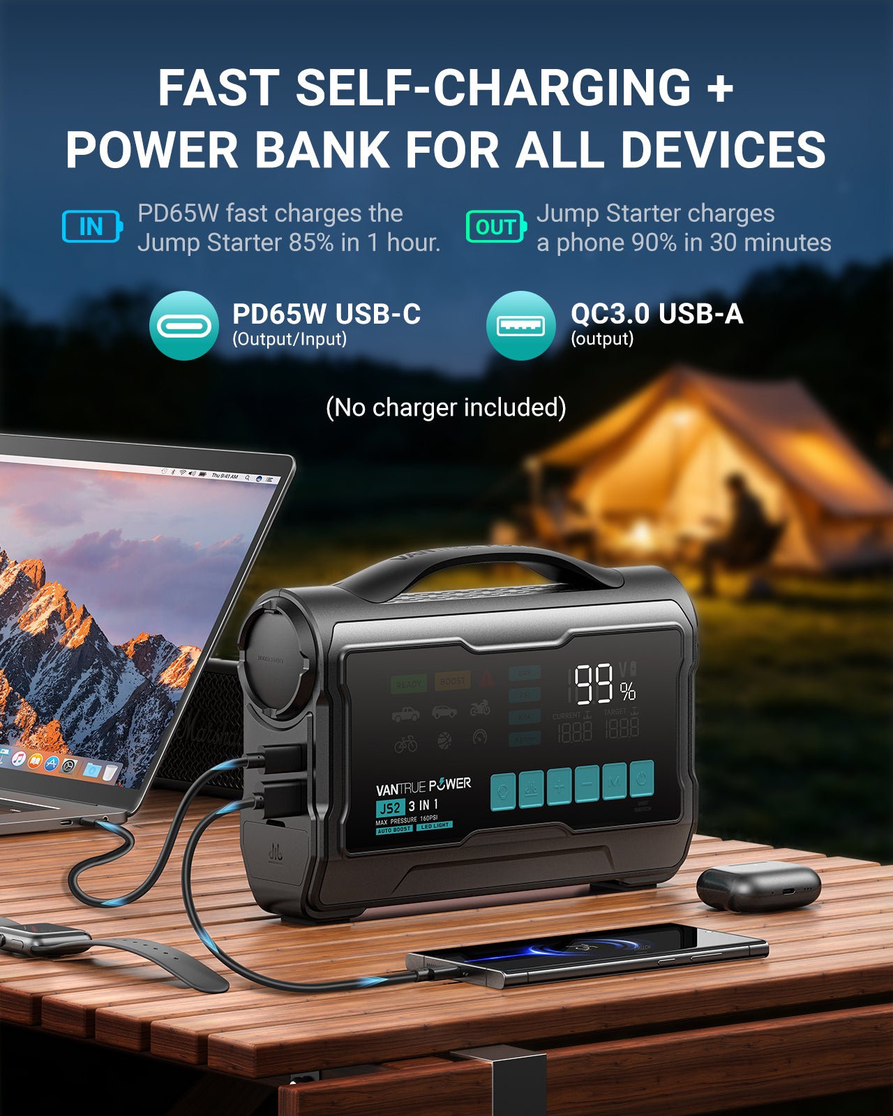 JS2 All-in-One Jump Starter & Air Compressor