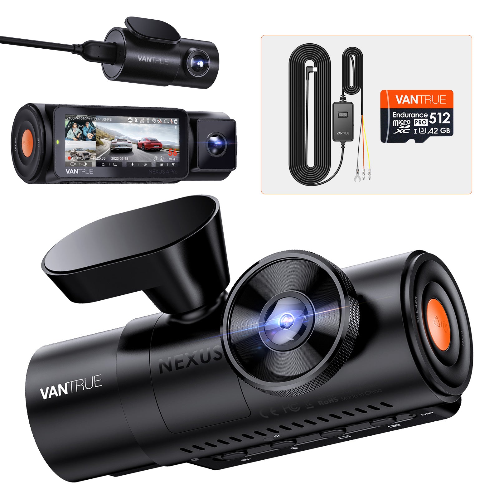 Vantrue N4 Pro Bundle: N4 Pro + VP05 Hardwire Kit + 512GB Card