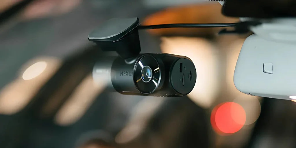 battery-powered dash cam installed in a vehicle
