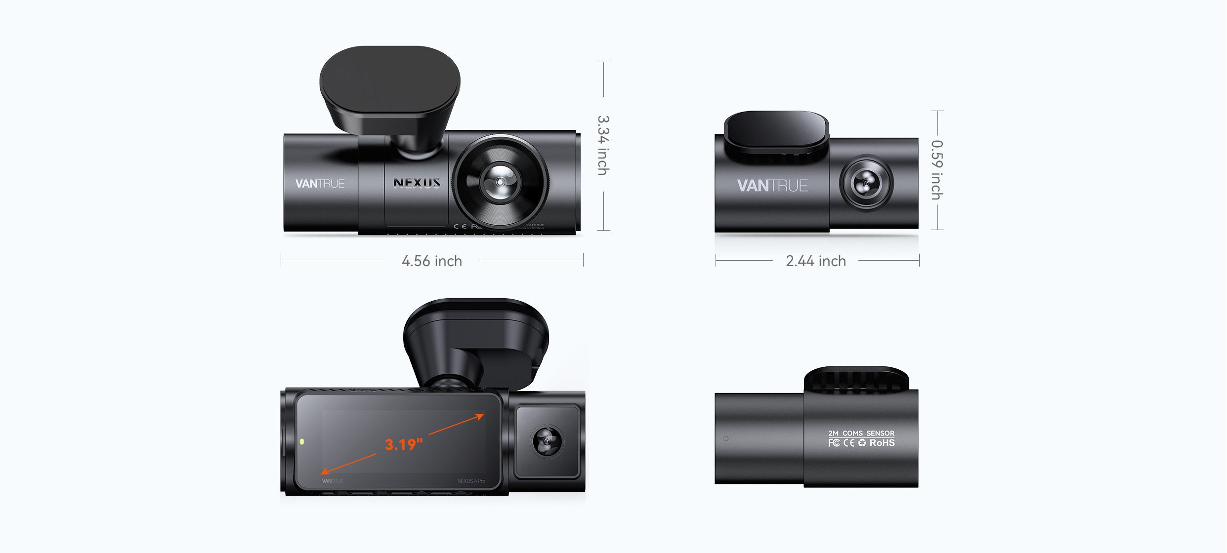Vantrue N4 Pro 4K Dash Cam – 3-Channel, Night Vision, WiFi & GPS