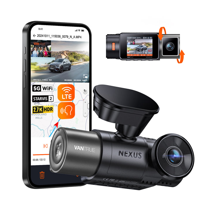 Vantrue N2X Dual Dash Cam for Uber, 5G WiFi, GPS, IR Night Vision