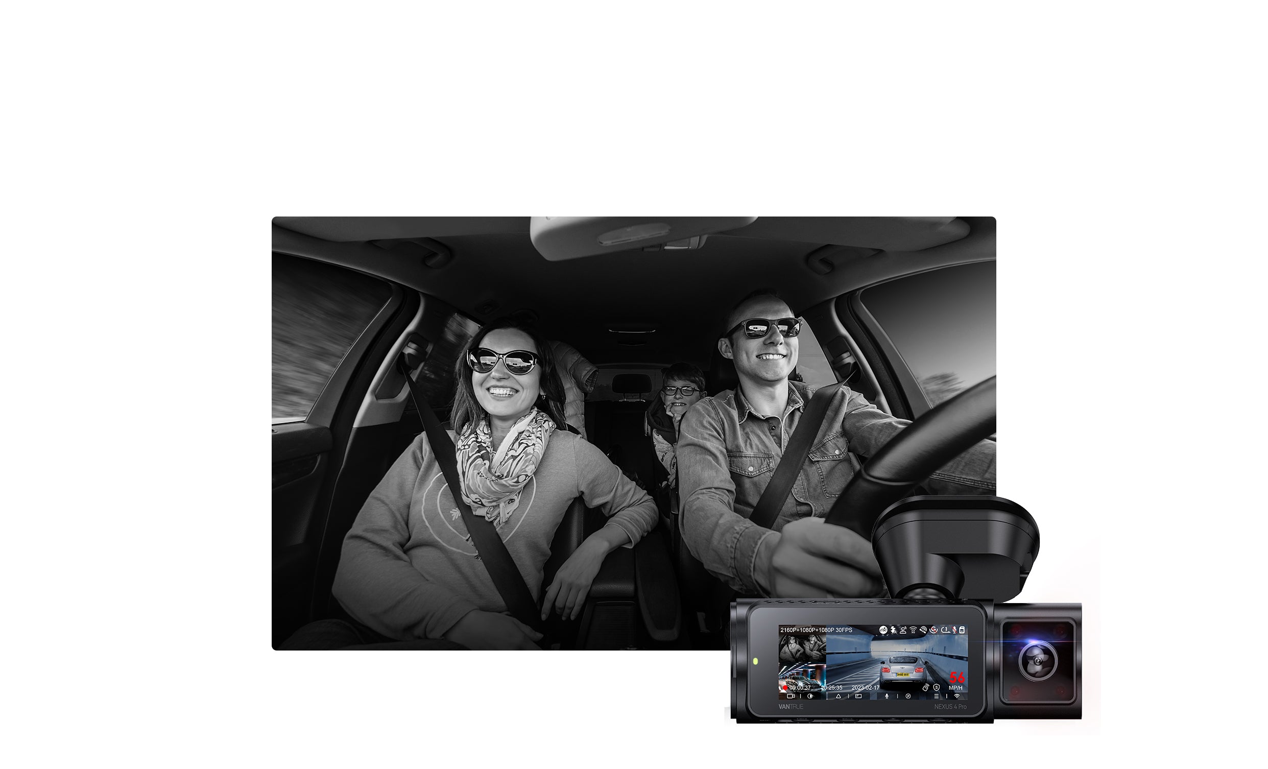 Vantrue N4 Pro 4K Dash Cam – 3-Channel, Night Vision, WiFi & GPS