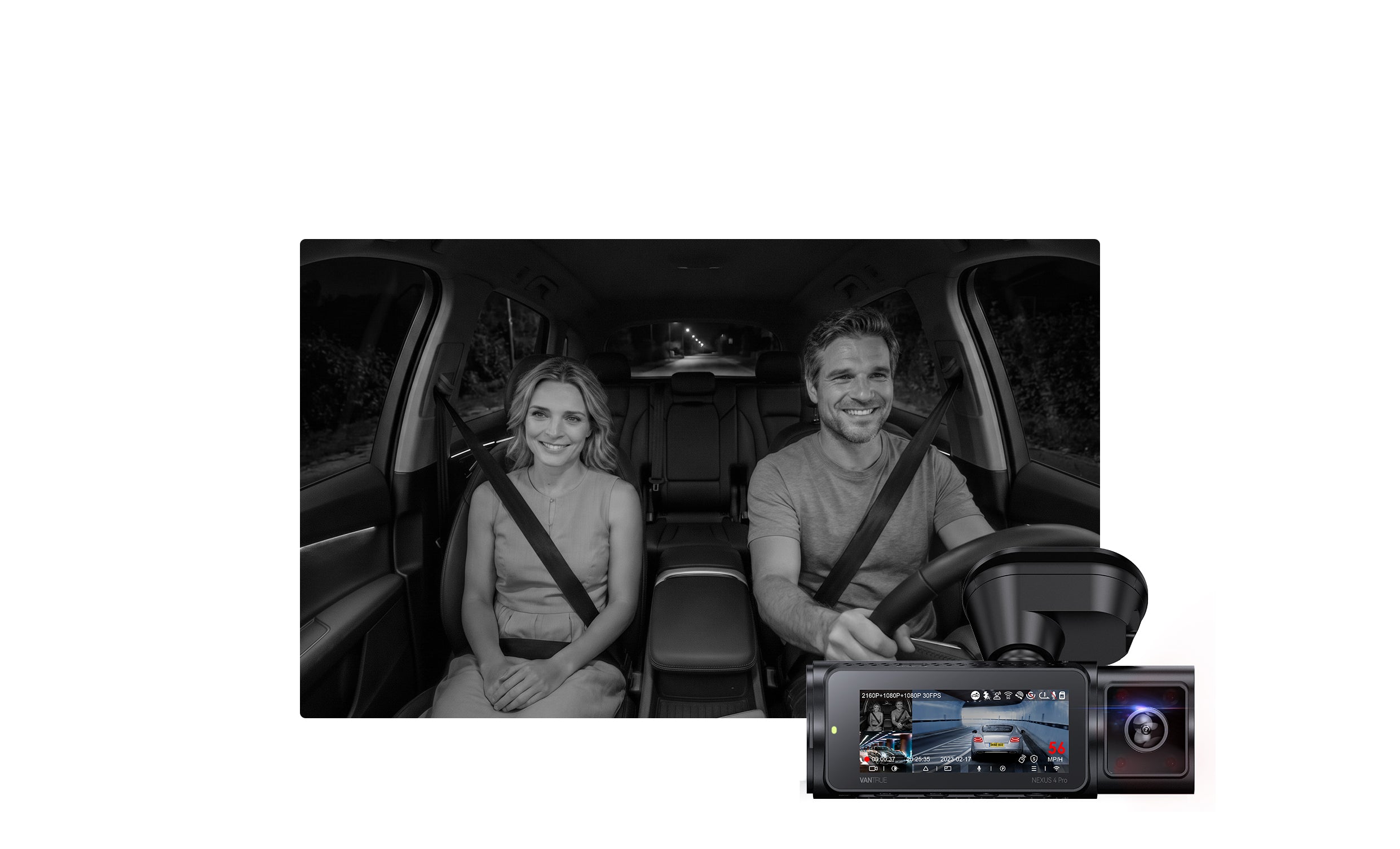 Vantrue N4 Pro 4K Dash Cam – 3-Channel, Night Vision, WiFi & GPS