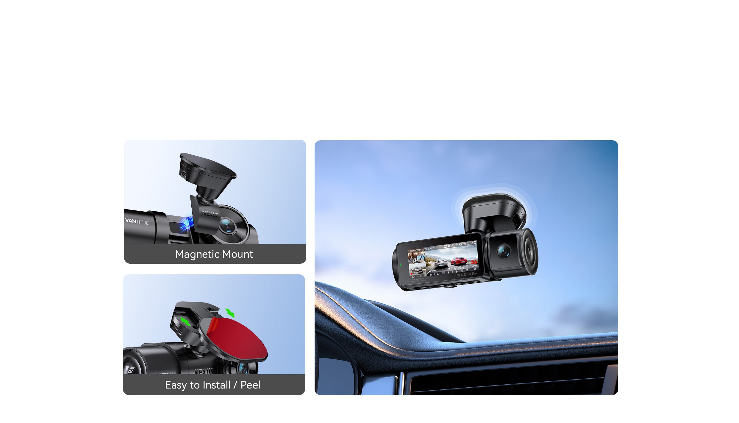 Vantrue N4 Pro 4K Dash Cam – 3-Channel, Night Vision, WiFi & GPS