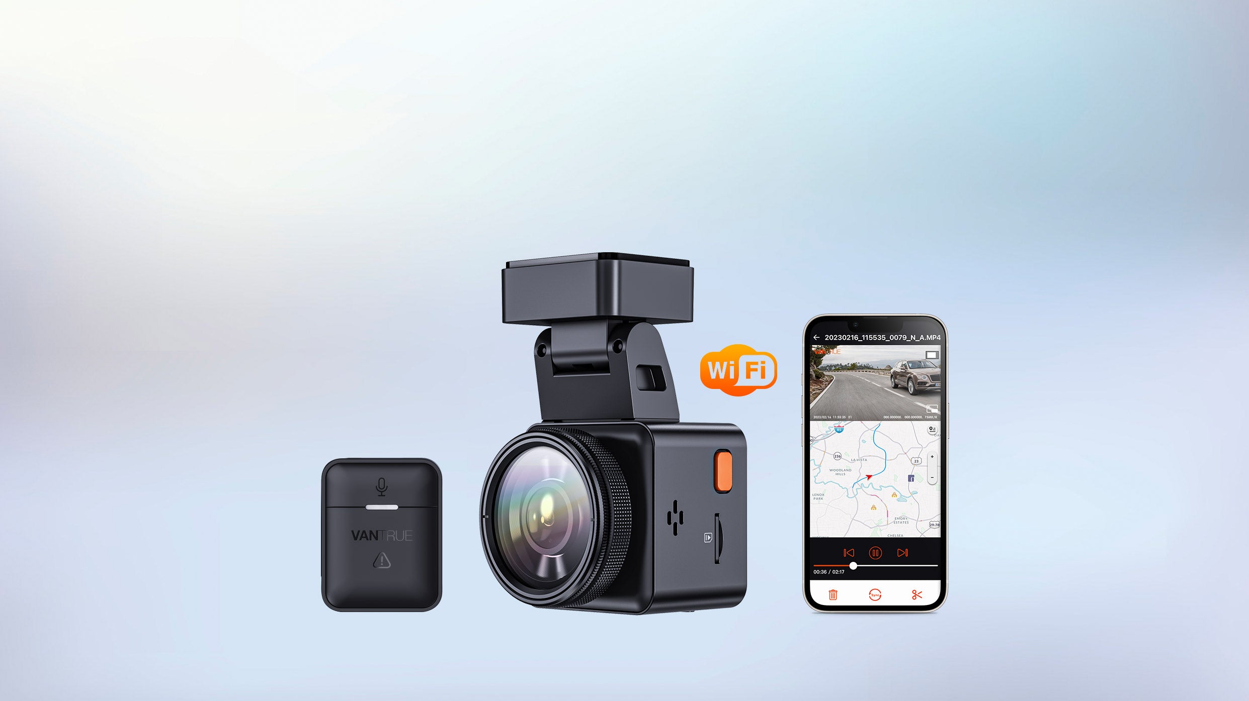 Vantrue E1 Dash Cam 1944P | GPS, Voice Control, HDR, WiFi App