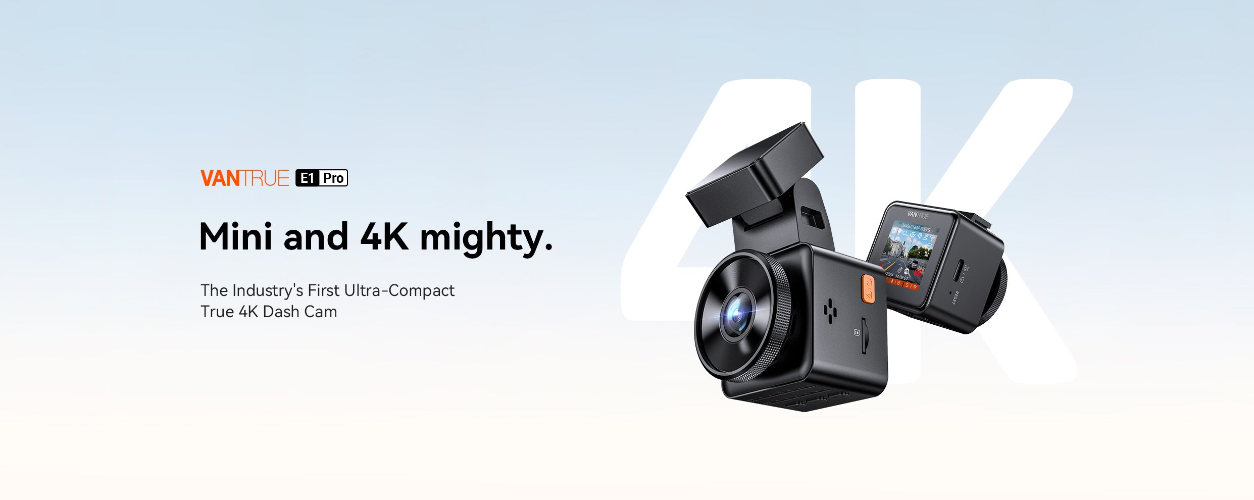 Vantrue E1 Pro 4K Mini Dash Cam | GPS, WiFi, HDR, Voice Control