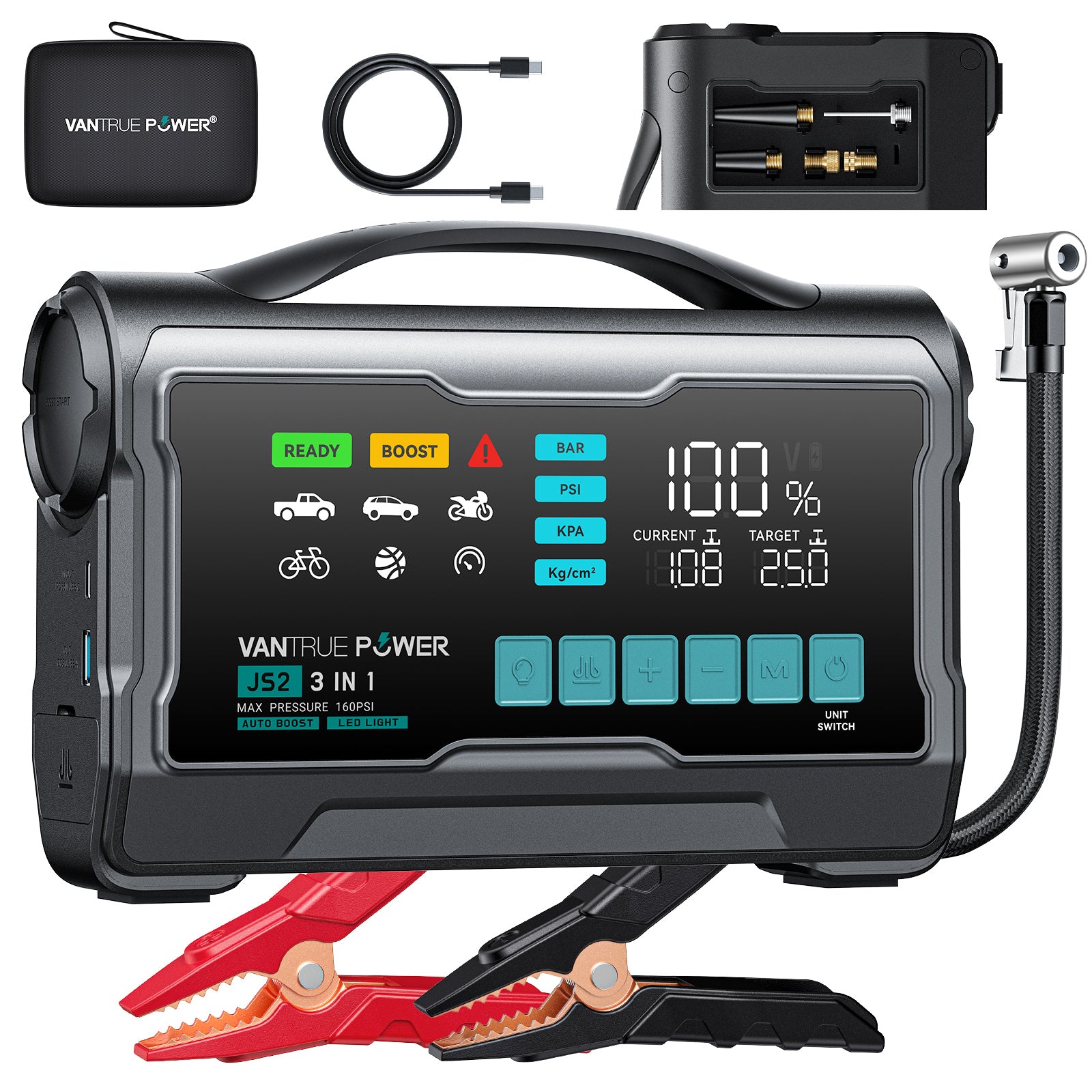 JS2 All-in-One Jump Starter & Air Compressor