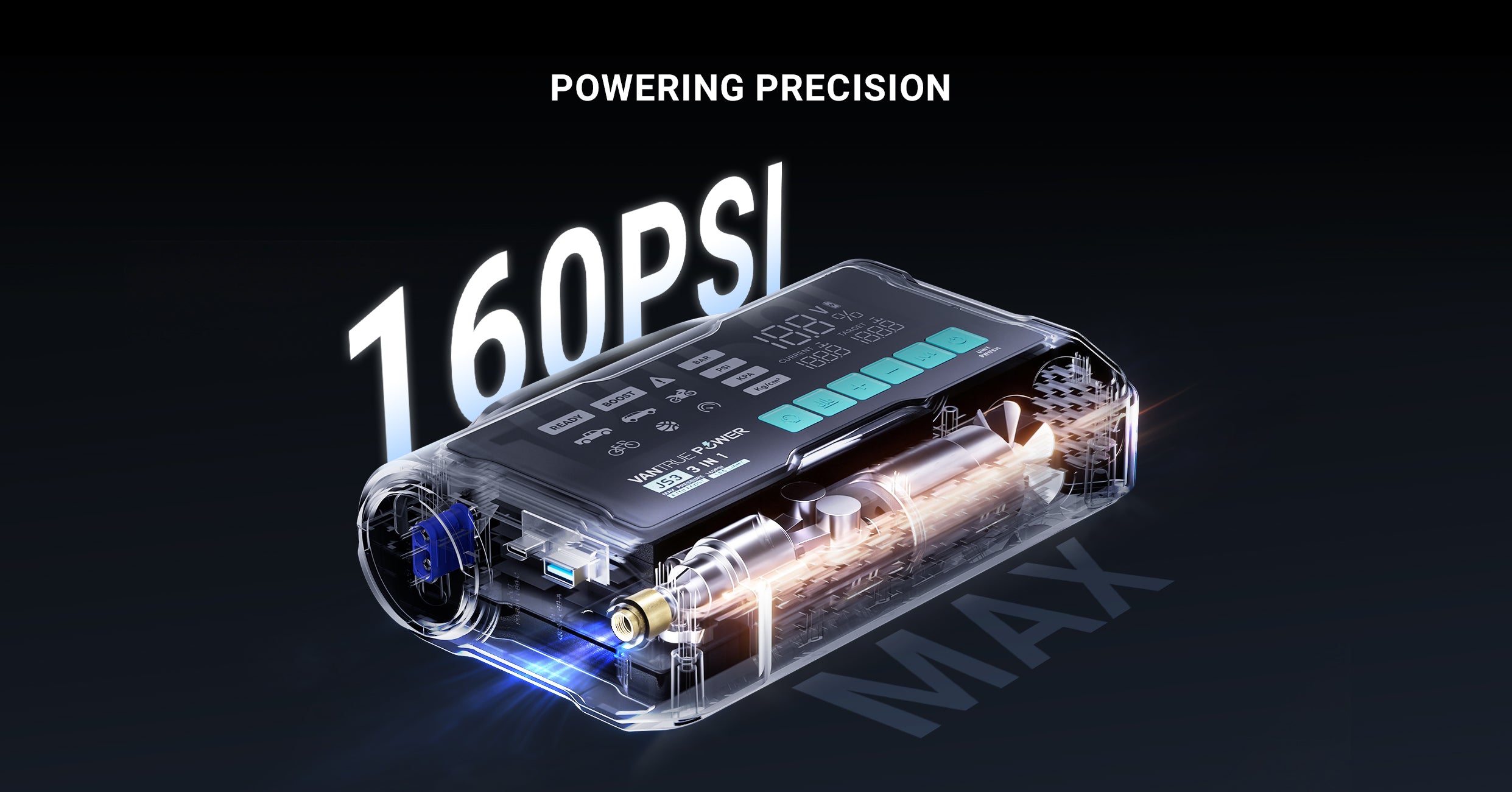 JS3 All-in-One Jump Starter & Air Compressor – Vantrue