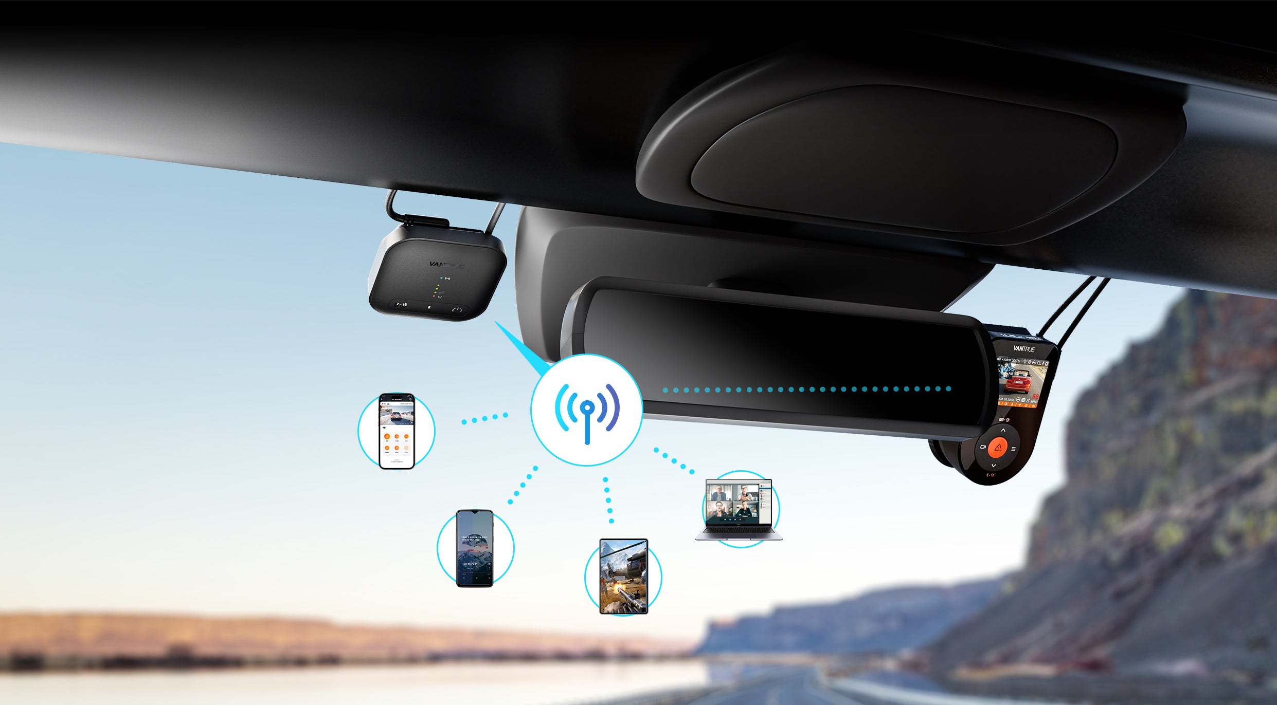 Vantrue S1 Pro Dash Cam 2.7K Front + 1080P Rear | HDR, WiFi, GPS