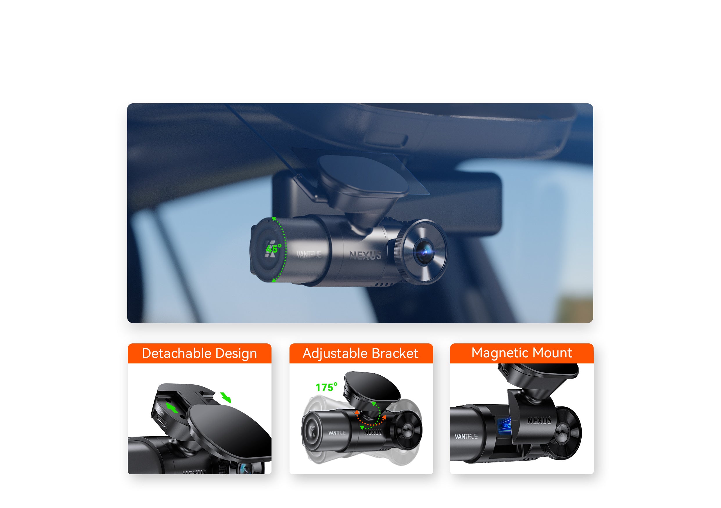 Vantrue N2X 2.7K Dual Dash Cam for Uber, 5G WiFi, GPS, IR Night Vision