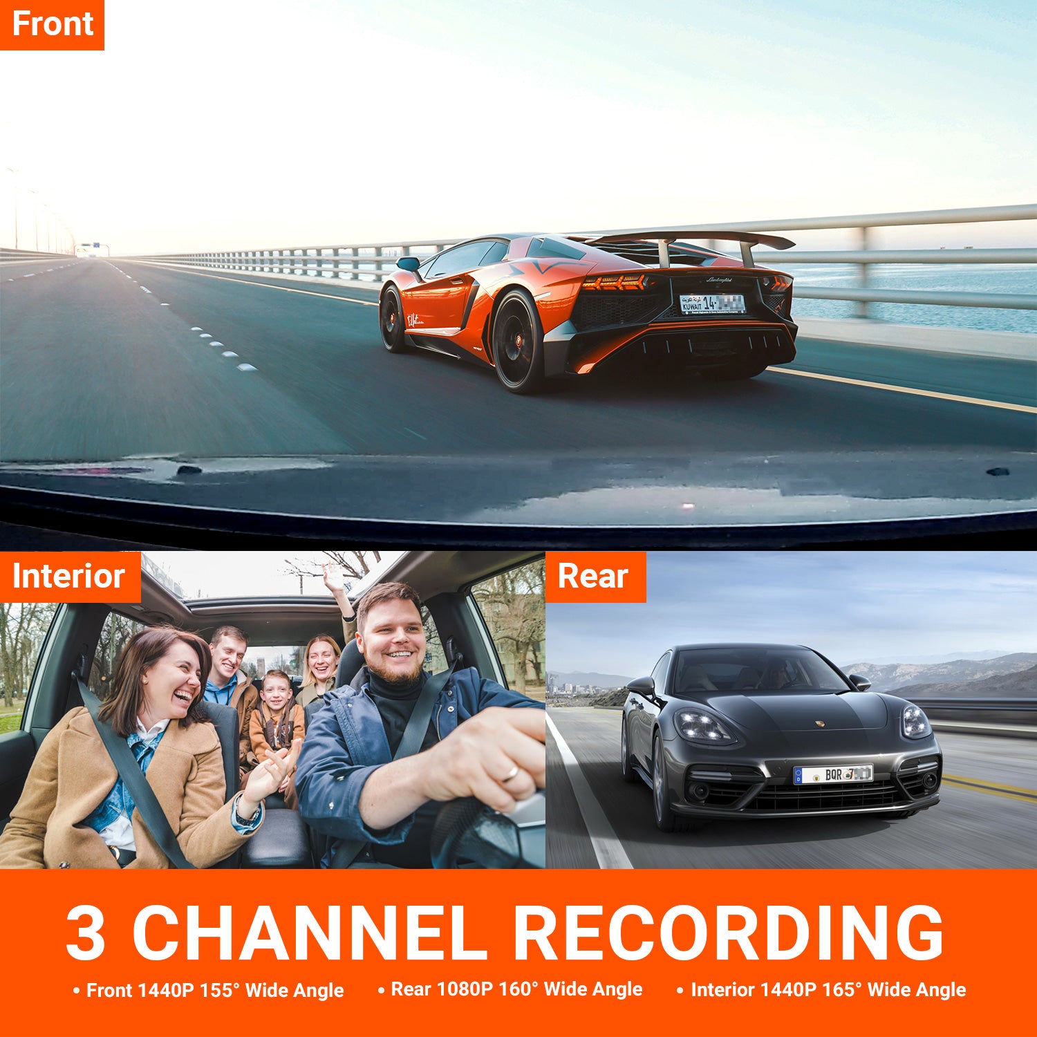 Vantrue N4 3 Channel Dash Cam | 4K+1080P+1080P Car Camera with IR