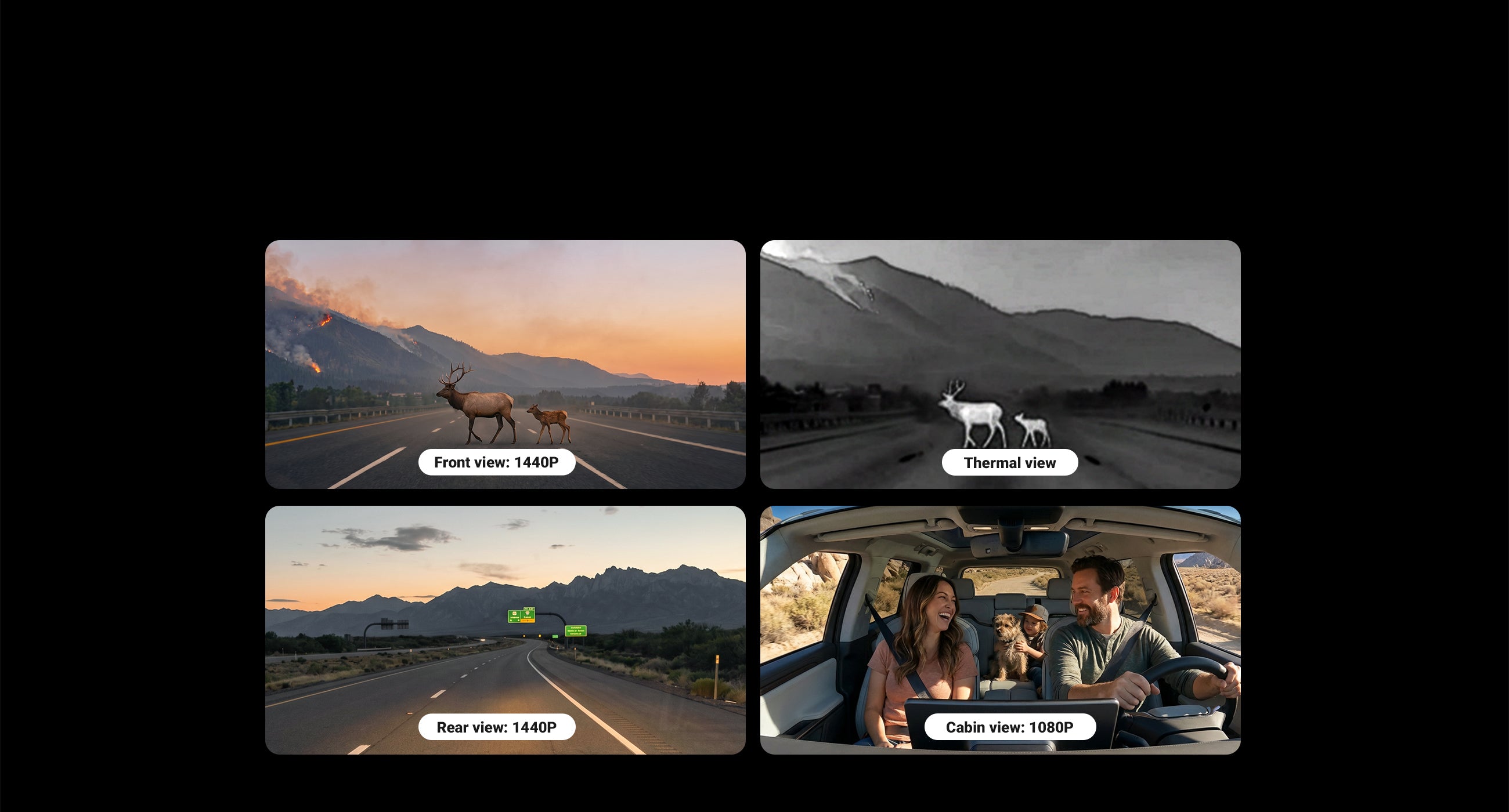vantrue pilot 2 dash cam four channel footage comparison thermal front rear cabin view