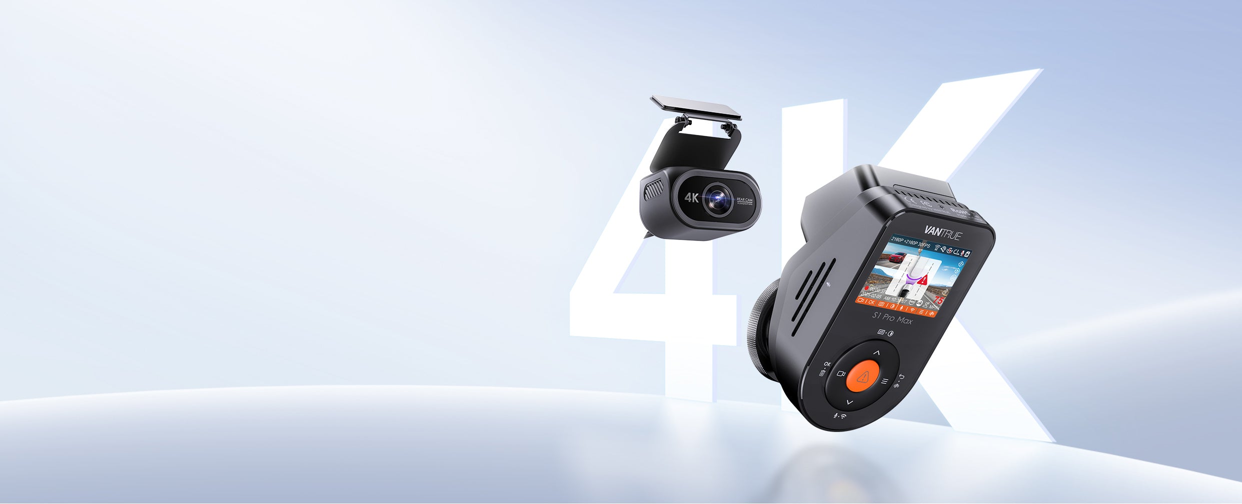 Vantrue S1 Pro Max 4K Dual Dash Cam with AI, Cloud, GPS, Night