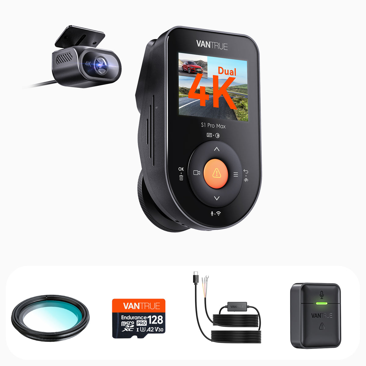 Bundle：S1 Pro Max(4K+4K) +VP03 Hardwire Kit ＋128GB+ CPL +Remote Controller（Fall Sale）