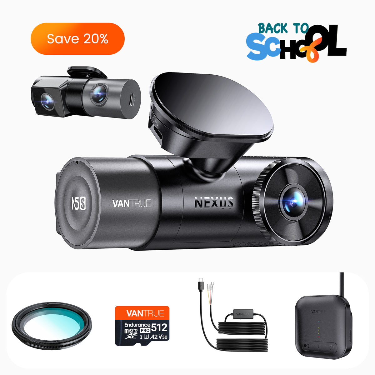 Bundle: N5S + 4G LTE Module + VP03 Hardwire Kit + 512GB Card+ CPL (Back to School Sale）
