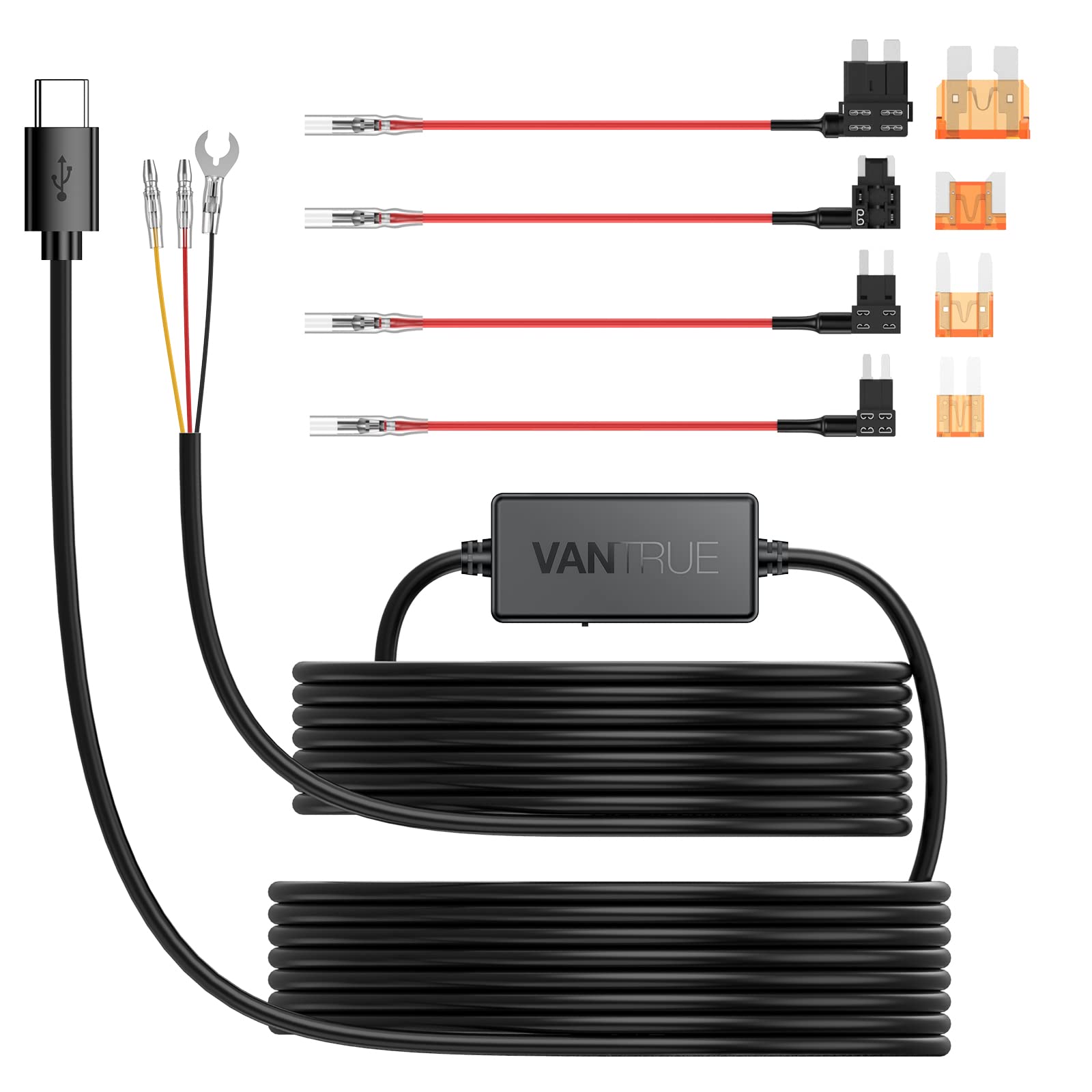 Dash Cam Hardwire Kits Mini USB 12V-24V to 5V Car Dash Camera Charger Power  Cord 11.5ft 