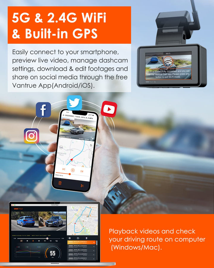 Vantrue Magnetic GPS Mount For E1, E1 Lite, E2, E3 Dash Cam