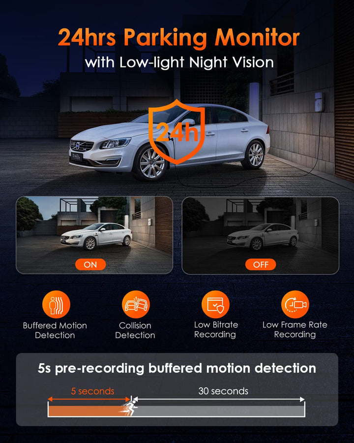 VANTRUE E3 3 Lens Dashcam mit Sprachsteuerung, eingebautes 5GHz WiFi GPS,  360°Vorne Hinten, Sternenlicht+IR Nachtsicht, 24Std. Puffer Parkmodus,  Loopaufnahme - Smart-cam