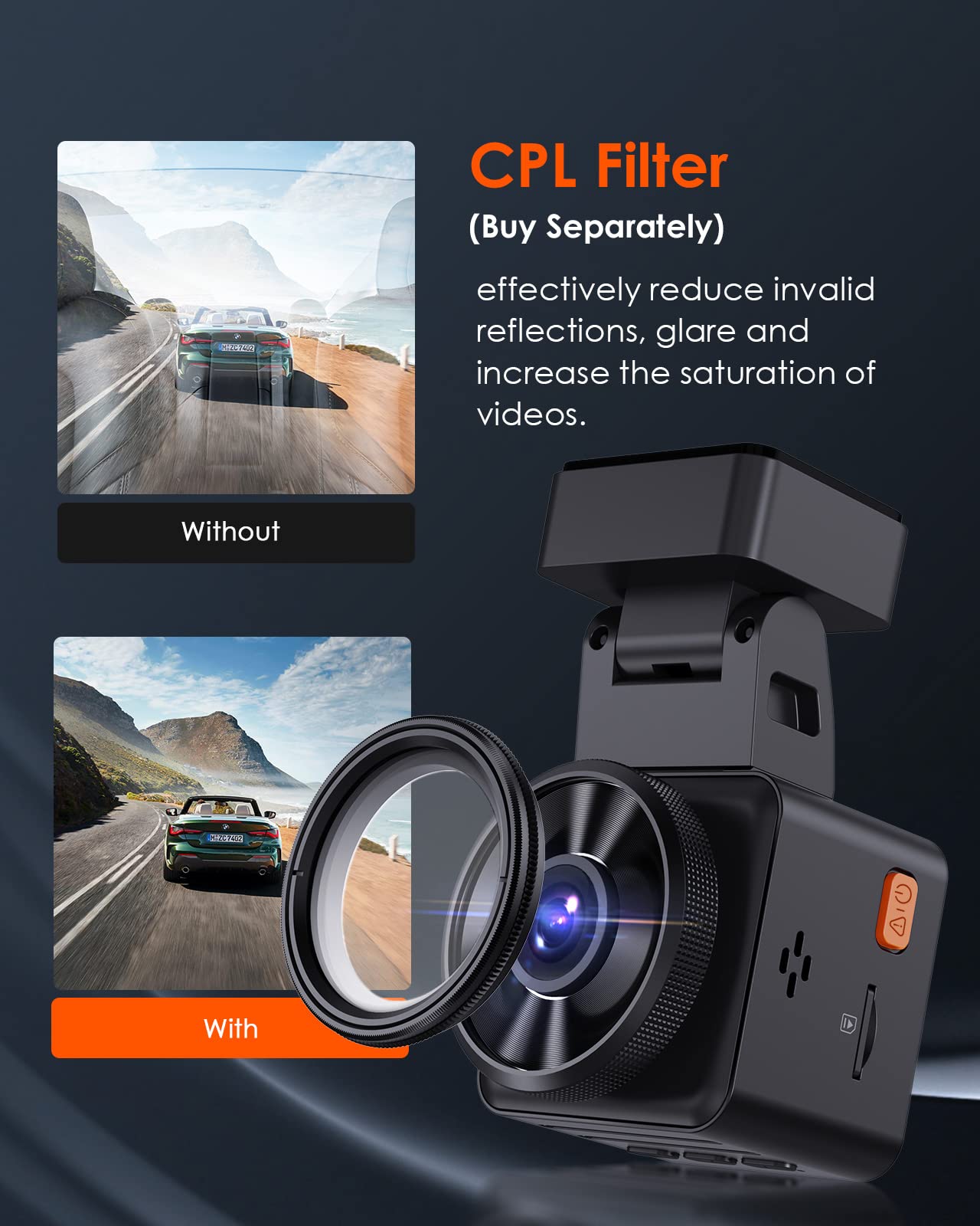 VANTRUE Element 1 Lite ドライブレコーダー WiFi 搭載 Vantrue E1 Lite Dash Cam 1080P | GPS, Voice Control, WiFi, HDR